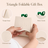 Boîte cadeau pliable triangulaire, emballage plat en une seule pièce avec poignée, logo personnalisé, écologique, pour bonbons, desserts, pâtisseries, directement de l'usine