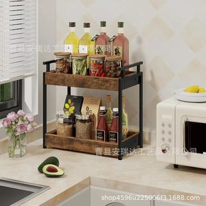 Wooden <b>Storage</b> Rack 60X70cm Double Layer Bathroom Shelves For <b>Toiletries</b> And Condiments Durable Freestanding - Product Image 3