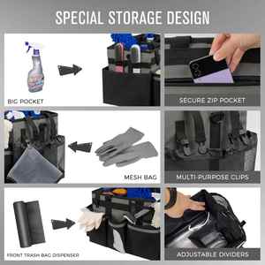 Sac de rangement professionnel gris moyen pour les femmes de ménage, les nettoyeurs de maisons et les professionnels du detailing automobile, avec poignée - Product Image 2