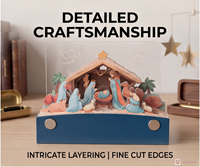 Veilleuse LED 3D en papier découpé Scène de la Nativité, Lampe de bureau décorative, Cadeau de Noël
