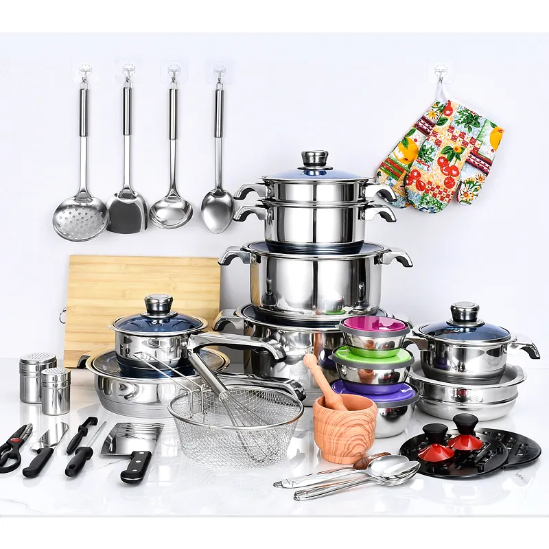 Hot bán đồ dùng nhà bếp không dính chậu Chảo Cookware Set thép không gỉ đồ dùng nhà bếp