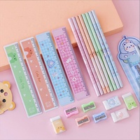 Ensemble de papeterie pour enfants Ours de dessin animé – Crayon, règle, gomme, taille-crayon – Fournitures de rentrée scolaire – Cadeau de récompense pour la maternelle – Vente en gros