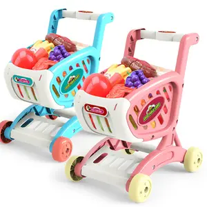キッズスーパーマーケットショッピング食料品カート女の子のためのトロリーおもちゃキッチンプレイハウスシミュレーションフルーツふり赤ちゃんのおもちゃ