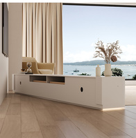 Meubles de salon Meuble TV en bois massif et ensemble de table basse ronde rétractable Console multimédia Unité TV
