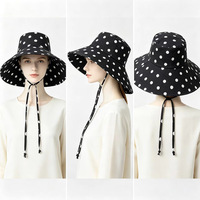 Nouvelle Arrivée 2026 – Chapeau Bob en Coton à Pois Personnalisé à Large Bord, Tendance Extérieur, Protection Solaire Respirante, Chapeau de Plage avec Sangles