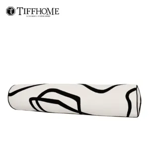 Tiff Home Wholesale Of New Product 70*15cm Black And White Embroidered Candy Shaped Cushion Cover With Irregular Lines