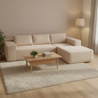 Canapé modulaire moderne en forme de L avec ottoman, tissu en velours, rembourrage en mousse à mémoire de forme, meubles de salon