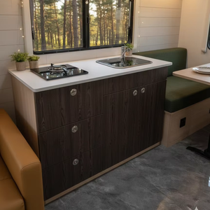 Armoire de cuisine RV en aluminium léger avec évier et cuisinière à gaz <span class=keywords><strong>pour</strong></span> l'intérieur du camping-car - Product Image 1