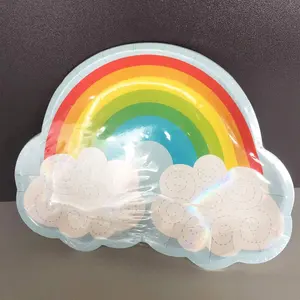 Индивидуальная бумажная тарелка Rainbow Cloud, Высококачественная печатная бумажная тарелка
