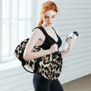 Stylish Custom Leopard Print <b>Round</b> <b>Canvas</b> Sports Weekender Women Overnight Duffle Travel Bags - Product Image 6