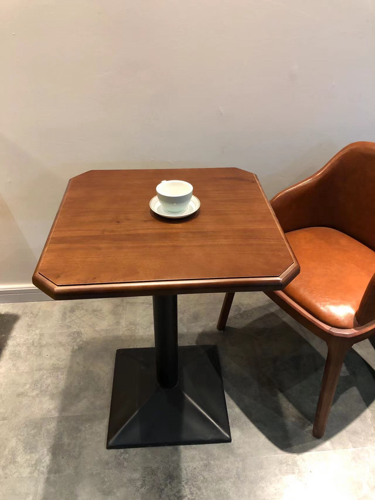 Steel plate 3cm solid wood square table 4 color