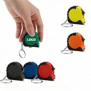 Mètre Ruban Promotionnel Portable Mini en Acier avec Porte-clés 1M, Mètre Ruban Cadeau Enveloppé de Caoutchouc PRT avec Logo Personnalisé - Product Image 1