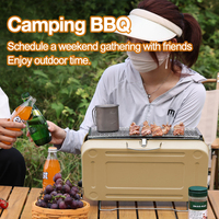 Mini valise pour barbecue en plein air mallette portable style camping barbecue à charbon de bois pliant