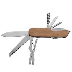 Multifunctional Swiss Knife Folding Multi Tool Keychain Knife Pocket Knife With Wooden Handleh