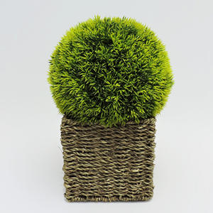 Bola de hierba de boj verde bonsái BOLA DE topiario artificial plantas Bola de hierba en maceta de plástico adornos de jardín - Product Image 6