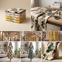 Tissu Popeline 100% Rayonne Écologique, Motif Floral Noir et Blanc, Idéal pour Robes Élégantes – Vente Chaude, Faible MOQ