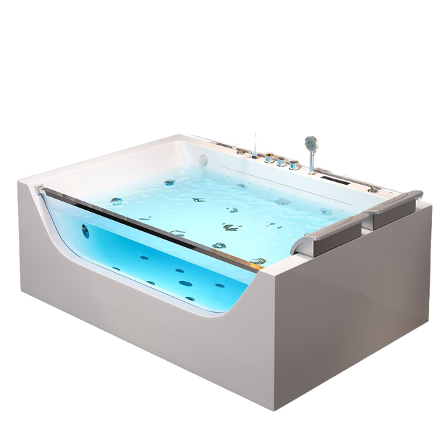 Modern Design Freestanding 2-Person Acrylic Hydro Spa Whirlpool Bathtub New Surfing Big Air Jet Bubble Massage Glass Whirlpool