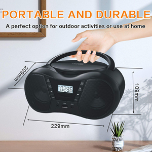 Reproductor de CD portátil negro personalizado de fábrica con transmisión inalámbrica BT, compatible con unidad USB, radio FM y altavoces duales para uso en casa y al aire libre. - Product Image 2