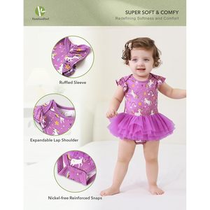 BambooBud Body imprimé licorne pour bébés filles, avec jupe en tulle, tenue d'été sans manches, 3-24 mois - Product Image 2