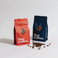 Kantong bawah datar dapat digunakan kembali kantong kemasan kopi kertas Kraft dengan katup dan ritsleting kantong kertas Kraft makanan dan tas ritsleting kopi