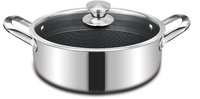 Casserole en acier inoxydable 304 de haute qualité à trois couches, avec deux poignées, finition polie miroir, compatible induction LFGB