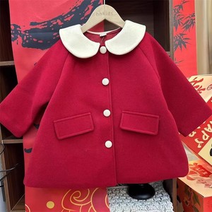 Herfst Winter Nieuwe Koreaanse Stijl Meisjes Rode Geruite Wollen Jas Modieuze Casual Verdikte Jas Voor Kinderen Populaire Kinderen - Product Image 4