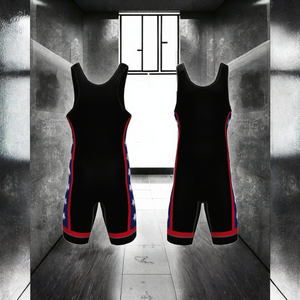 Singletes de Lucha Unisex, Negros, Rojos y Azules con Estampado de Bandera, Sin Mangas, Transpirables, Ajustados, para Adultos, para Todas las Temporadas, Diseño Sublimado - Product Image 3