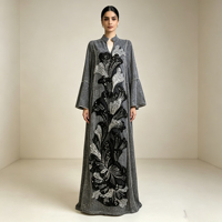 Abaya élégante de luxe en polyester pour femmes, robe musulmane ornée de strass et de sequins, manches longues, longueur cheville, vêtements islamiques amples, Dubaï