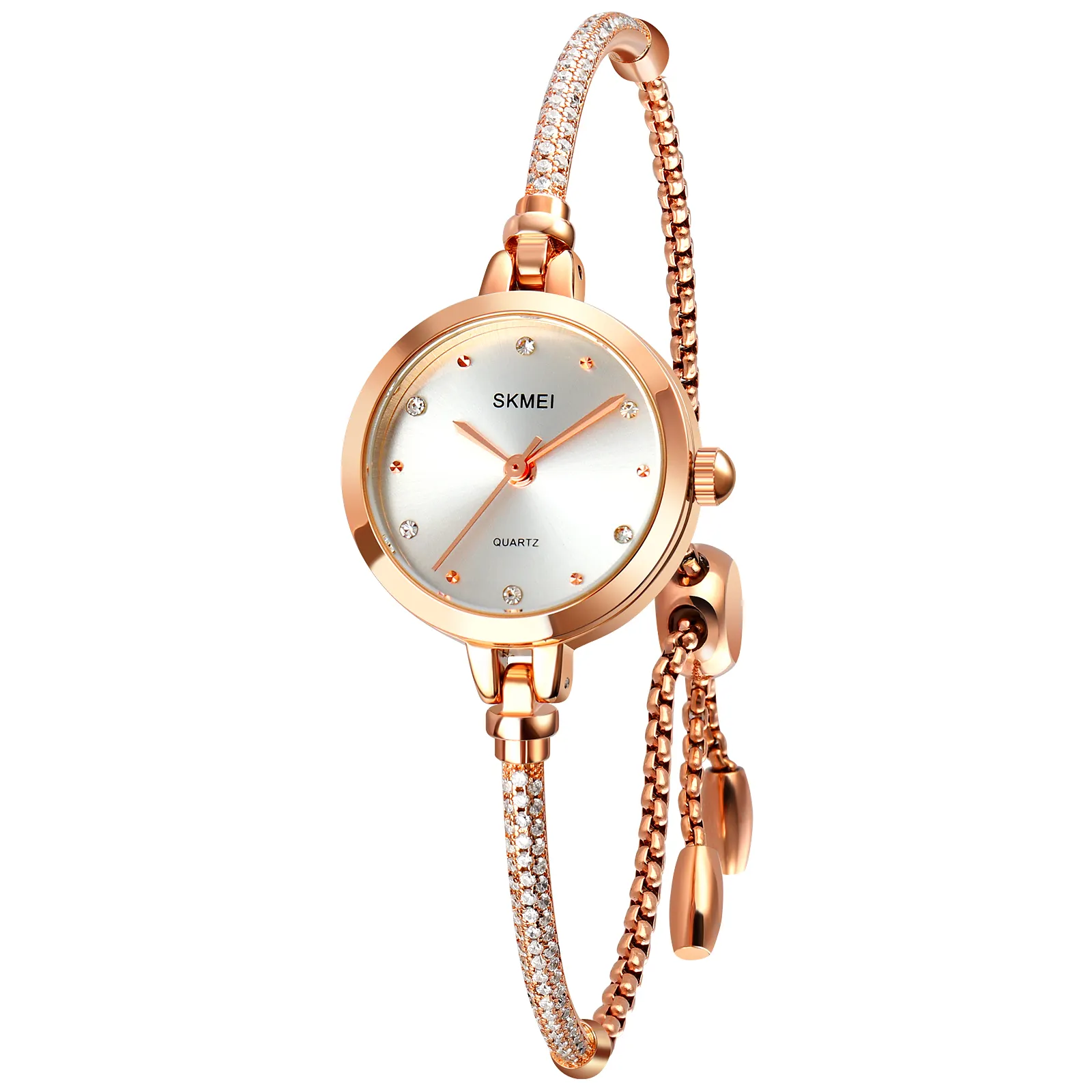 SKMEI-Reloj de lujo para mujer, de cobre y acero inoxidable, diamante, moda, resistente al agua, collar simple, cuarzo, 1805