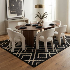 <span class=keywords><strong>Tappeto</strong></span> Geometrico Moderno Bianco e Nero, Moquette Minimalista Scandinava per Soggiorno, Camera da Letto e Sala da Pranzo - Product Image 3