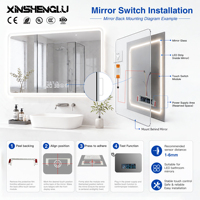 Contrôleur LED intelligent pour miroir, écran tactile LCD trois couleurs, désembueur et variateur d'intensité pour miroir de salle de bain 12V 60W CCT réglable