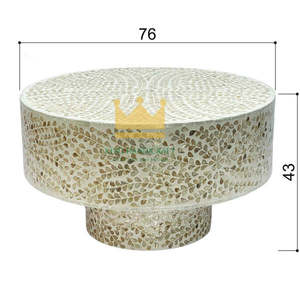 Mesa de centro con incrustaciones de madreperla hecha a medida, mesa artesanal de primera calidad con acabado brillante para un diseño clásico para el hogar - Product Image 3