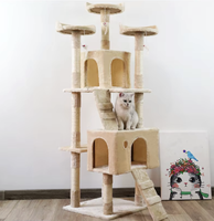 Grand arbre à chat moderne en bois, design écologique, 4 niveaux, pour intérieur/extérieur, emballé en carton, nid d'escalade pour chat Purr Garden