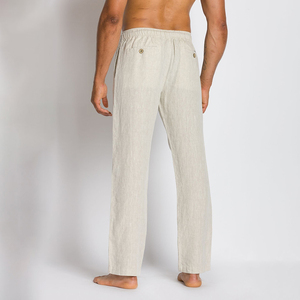 Ropa de mezcla de lino 100% para hombre blanca y suelta al por mayor, pantalones de verano personalizados de algodón y lino para hombre - Product Image 2