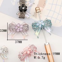 Nouvelles perles fantaisie en acrylique avec nœud papillon coloré et strass pour la fabrication de stylos, porte-clés, bijoux, bracelets et breloques DIY