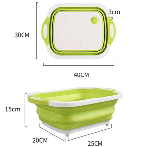 Planche à découper pliable multifonction en PP, panier à légumes pour la cuisine, outil de découpe et de lavage intégré pour les légumes - Product Image 4