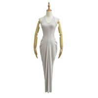 Nouvelle mode Robes moulantes sans manches sexy et unies pour l'été, col en V, longues robes moulantes pour femmes
