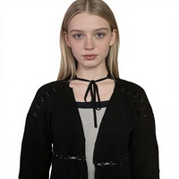 BSCI/WRAP Maßgefertigter Vintage Damen-Pullover Standard Wolle/Kaschmir Flachgestrickte Strickjacke mit Frontlogo und Knöpfen
