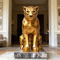 Sculpture d'animal léopard en résine peinte à la main, taille réelle, pour la décoration des zoos et des parcs, et comme cadeau d'affaires en fibre de verre