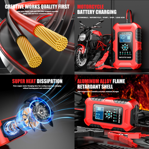 Cargador de Batería Automático Podofo 12V 10A 24V 5A con Pantalla LCD, Reparación por Pulsos, para Baterías de Plomo-Ácido, para Camiones, Motocicletas, LiFePo4, Gel, AGM - Product Image 3