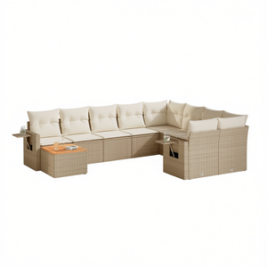 Ensemble de canapés de jardin en rotin PE beige, mobilier d'extérieur avec coussins, design contemporain imperméable - Product Image 1