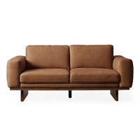 Mobilier d'intérieur en cuir vintage design base en bois canapé long haut de gamme luxe italien moderne