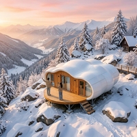 Cabane de glamping en forme de nuage avec vue panoramique, maison de vacances mobile de luxe pour station de ski en montagne, camping ou séjour en maison d'hôtes