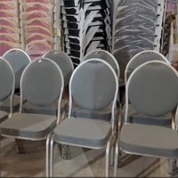 Chaises de luxe pour hôtels commerciaux, structure en fer argenté, design moderne, hauteur réglable, pour chambre, salon, salle à manger, et événements.