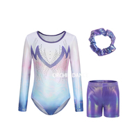 Justaucorps et shorts de gymnastique pour filles de haute qualité, nouvelle collection, manches longues, strass, en spandex, fabriqué en Chine