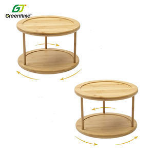 Multi-Function Wooden Round Spice <strong>Holder</strong> Make up Storage Rack <strong>Handy</strong> Bamboo Kitchen Rotating Spice Rack - Product Image 3