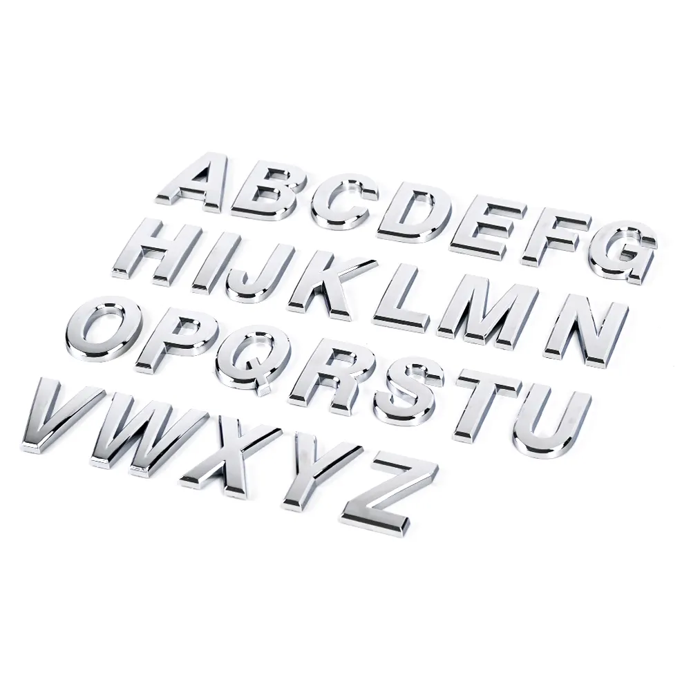 Custom Abs Plastic Lijm 3d Letters Nummer Auto Motorkap Embleem Stickers Groothandel Voor Carrosserie Decoratie