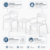 Ensemble de table et chaises d'extérieur 3 pièces en plastique à lattes, résistant aux intempéries, populaire pour balcon, cour, véranda, jardin, terrasse