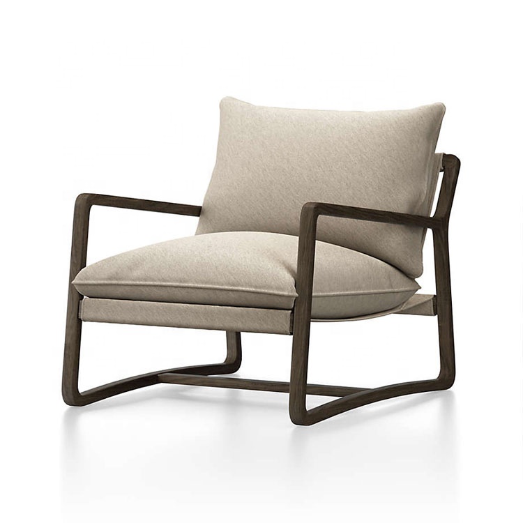 High quality home indoor furniture wood leather lounger chair hotel living room accent chair