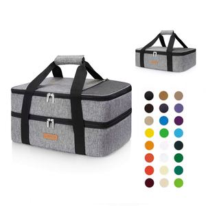 Sac isotherme pour plats chauds ou froids, sac de transport pour lasagnes, idéal pour les fêtes, pique-niques, sorties barbecue, plats de cuisson, gris - Product Image 1
